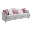 Pemberly Row Contemporary Fabric Sofa with 5 Accent Pillows in Beige