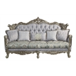 Pemberly Row Tufted Fabric & Wood Sofa with 5 Pillows in Gray/Bronze