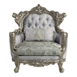 Pemberly Row Tufted Fabric/Wood Chair w/ Pillow in Gray/Antique Bronze