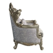Pemberly Row Tufted Fabric/Wood Chair w/ Pillow in Gray/Antique Bronze