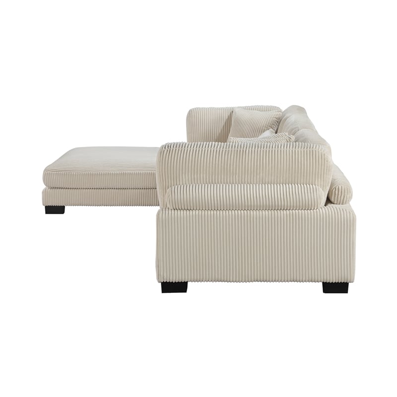 Pemberly Row Contemporary 4-Piece CorduFabric Modular Sectional in Beige