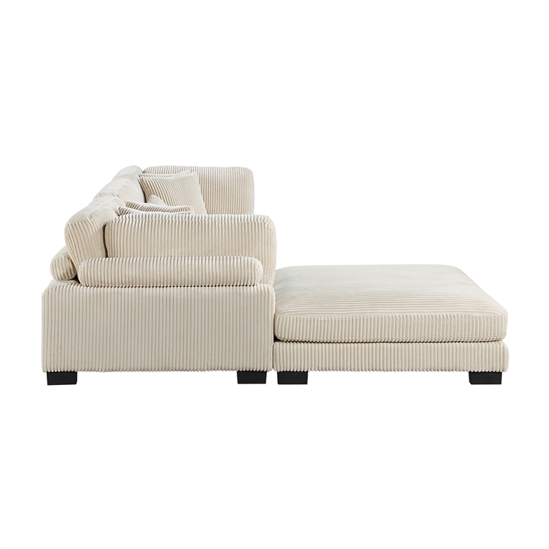 Pemberly Row Contemporary 4-Piece CorduFabric Modular Sectional in Beige