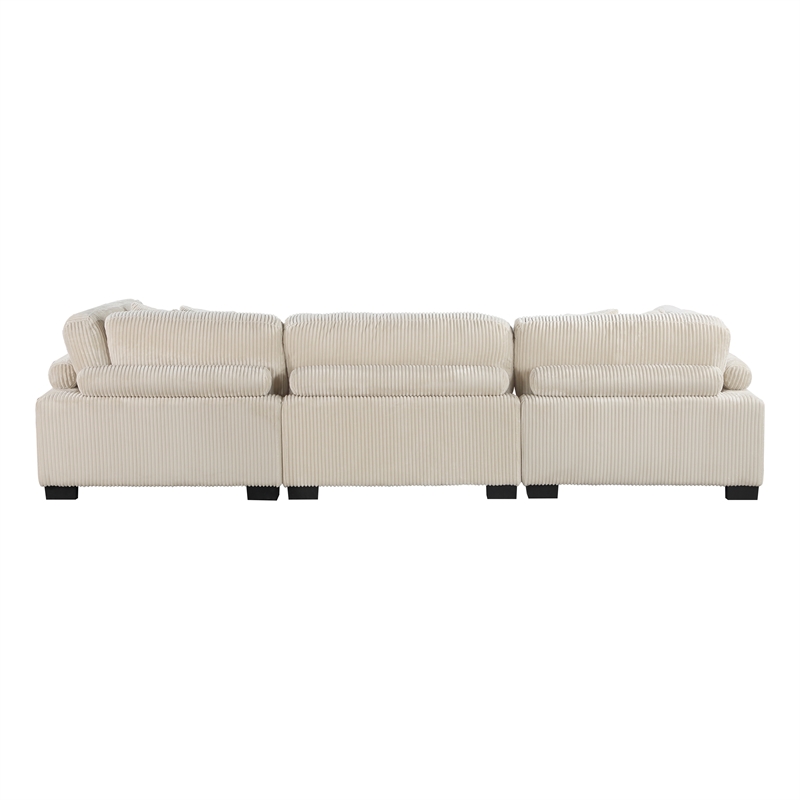 Pemberly Row Contemporary 4-Piece CorduFabric Modular Sectional in Beige