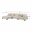 Pemberly Row Contemporary 4-Piece CorduFabric Modular Sectional in Beige
