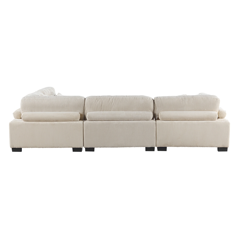 Pemberly Row 4-Piece Upholstered CorduFabric Modular Sectional in Beige