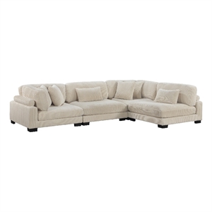 Pemberly Row 4-Piece Upholstered CorduFabric Modular Sectional in Beige