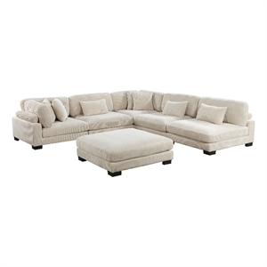 Pemberly Row Contemporary 6-Piece CorduFabric Modular Sectional in Beige