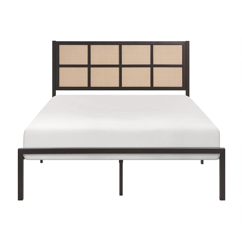 Pemberly Row Contemporary Metal Queen Size Platform Bed in Dark Bronze