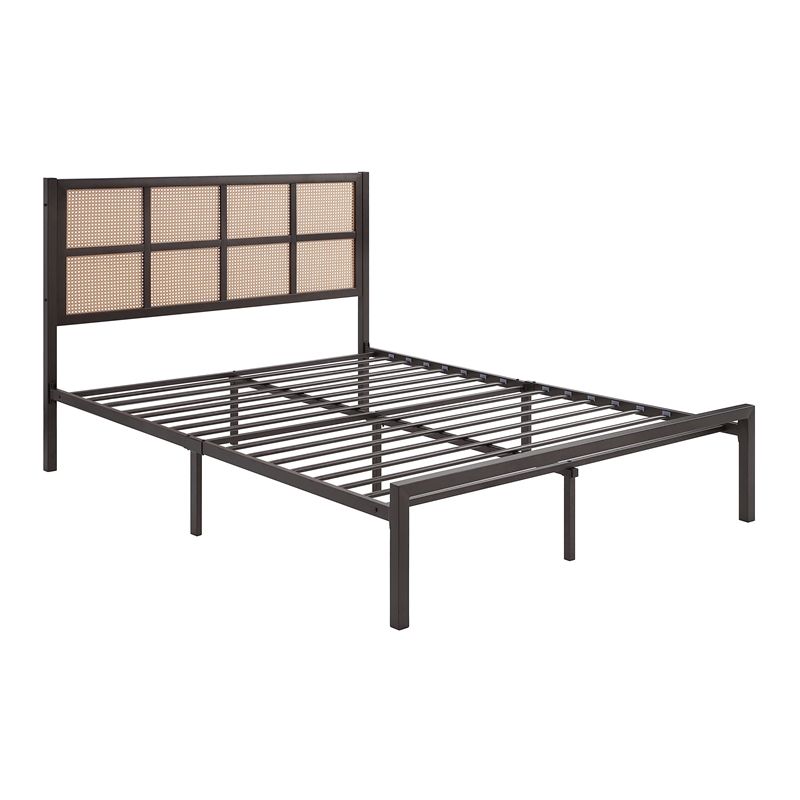 Pemberly Row Contemporary Metal Queen Size Platform Bed in Dark Bronze