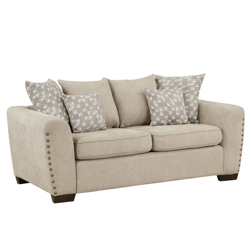 Pemberly Row Contemporary 2-Piece Living Room Sofa Set in Light Brown