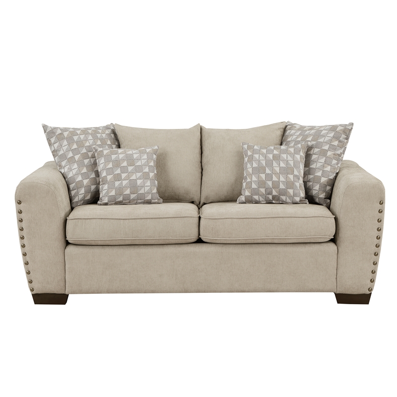 Pemberly Row Contemporary 2-Piece Living Room Sofa Set in Light Brown