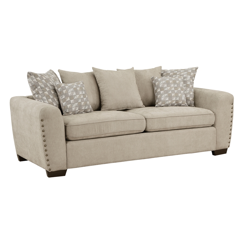 Pemberly Row Contemporary 2-Piece Living Room Sofa Set in Light Brown