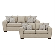 Pemberly Row Contemporary 2-Piece Living Room Sofa Set in Light Brown