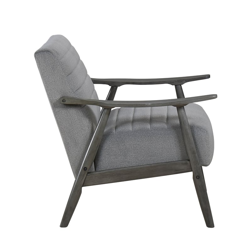 Pemberly Row Contemporary Upholstered Wood & Velvet Accent Chair in Gray