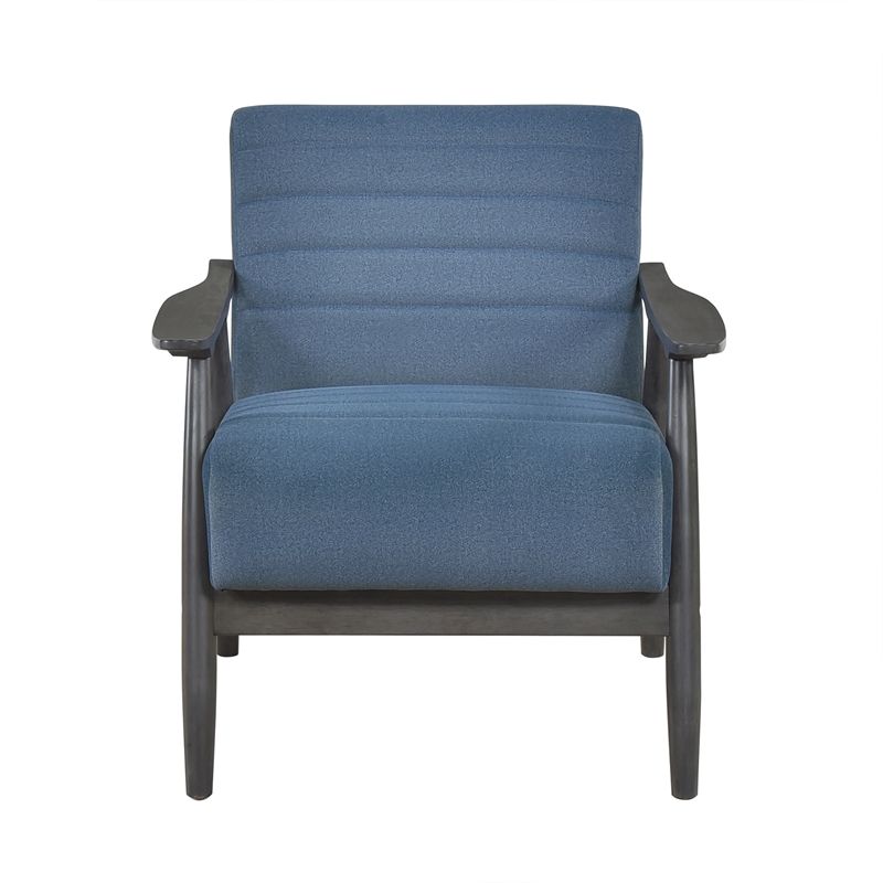 Pemberly Row Upholstered Wood & Velvet Accent Chair in Gray and Blue