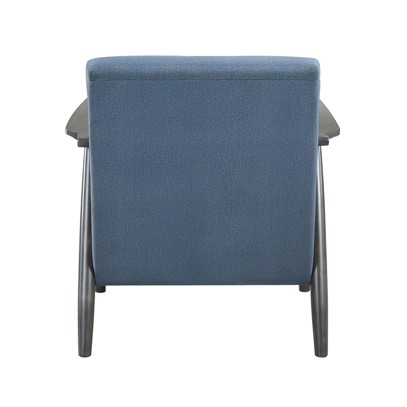 Pemberly Row Upholstered Wood & Velvet Accent Chair in Gray and Blue