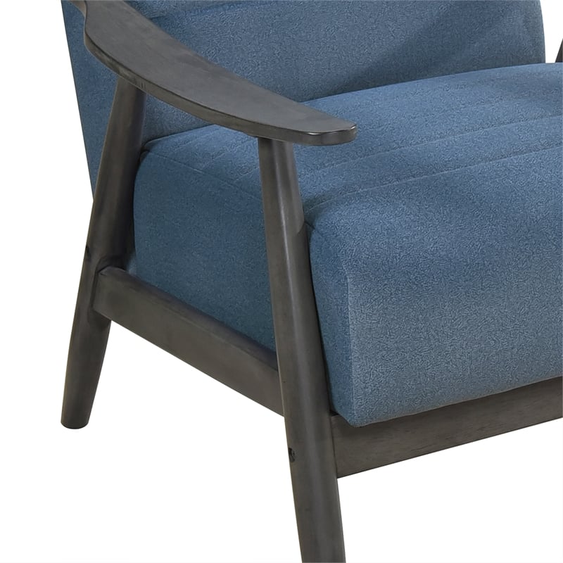 Pemberly Row Upholstered Wood & Velvet Accent Chair in Gray and Blue