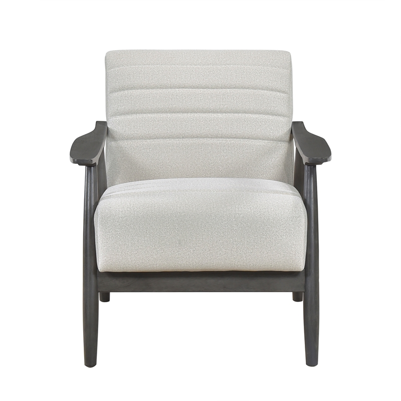 Pemberly Row Upholstered Wood & Velvet Accent Chair in Pearl/Brick Gray