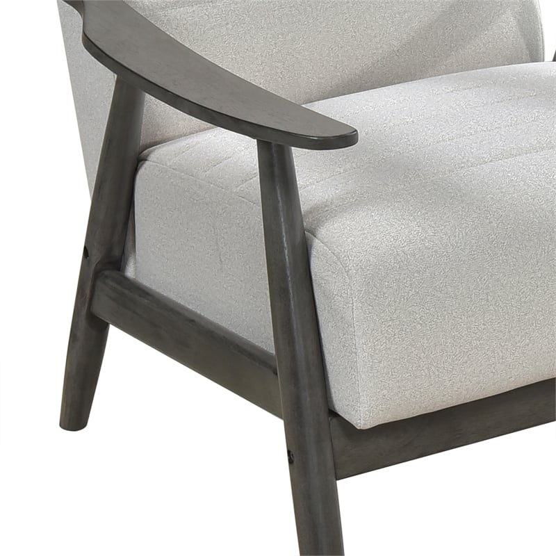 Pemberly Row Upholstered Wood & Velvet Accent Chair in Pearl/Brick Gray