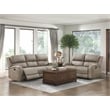 Pemberly Row 2-Piece Polished Microfiber Reclining Sofa Set in Brown