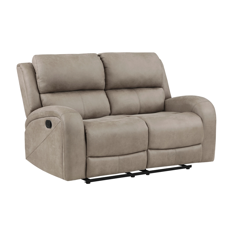 Pemberly Row 2-Piece Polished Microfiber Reclining Sofa Set in Brown