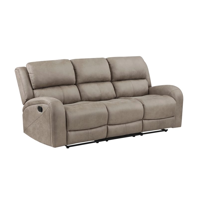 Pemberly Row 2-Piece Polished Microfiber Reclining Sofa Set in Brown