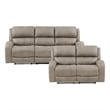 Pemberly Row 2-Piece Polished Microfiber Reclining Sofa Set in Brown