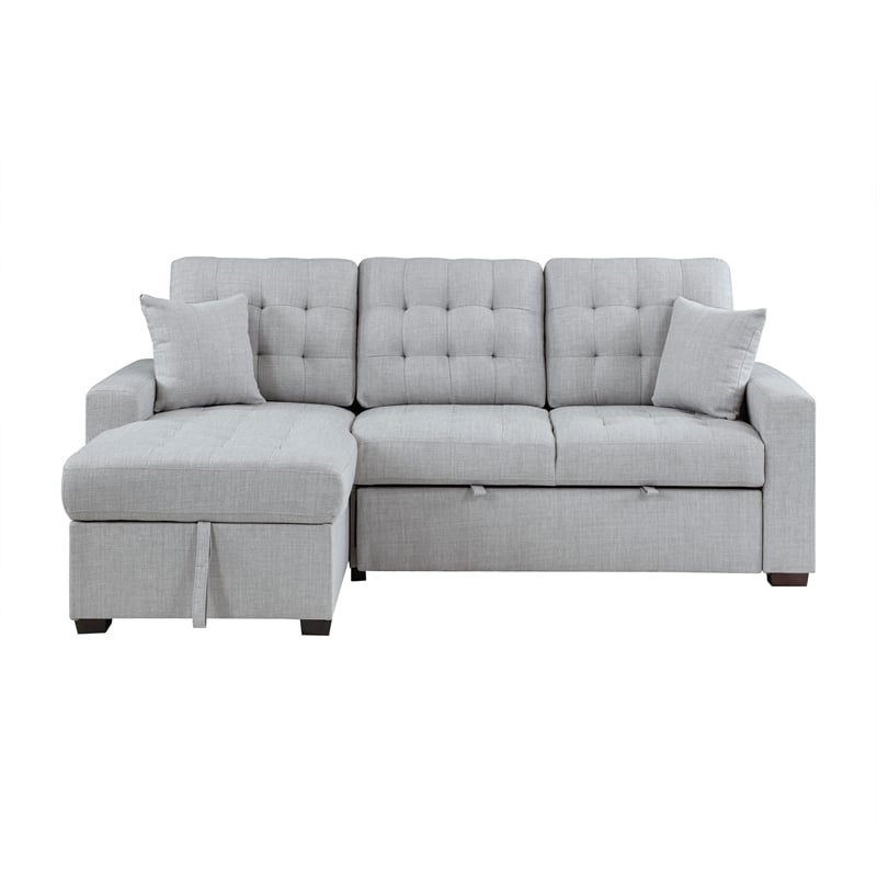 Pemberly Row Contemporary 2-Piece Fabric Sectional & Left Chaise in Gray
