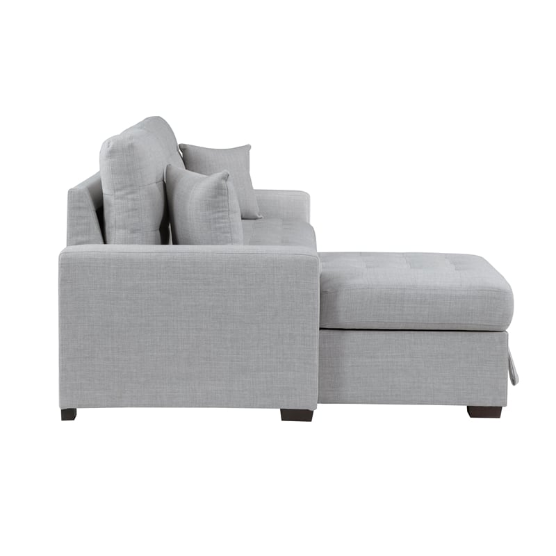 Pemberly Row Contemporary 2-Piece Fabric Sectional & Left Chaise in Gray