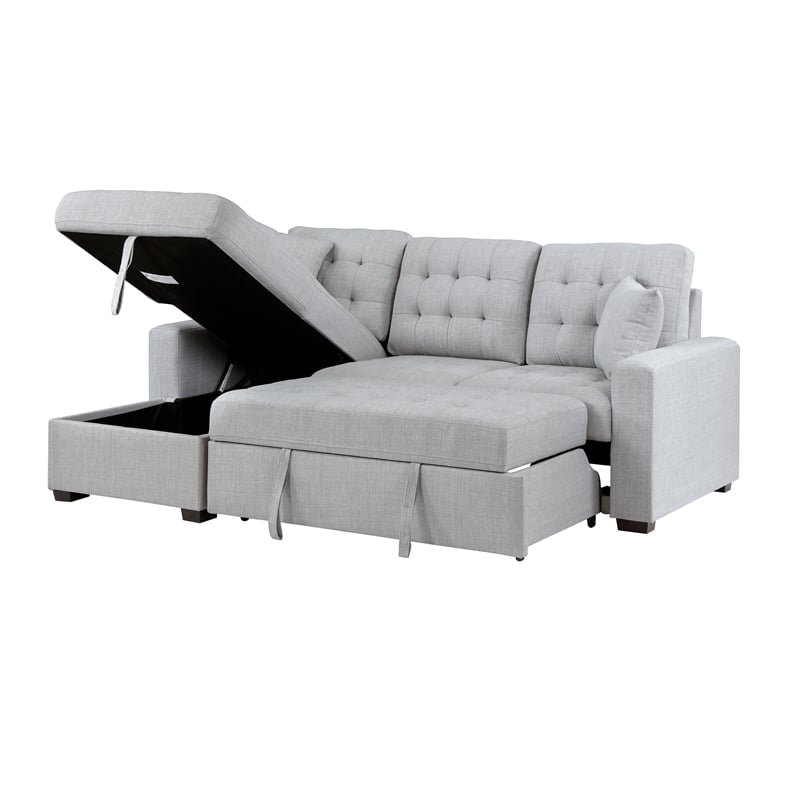 Pemberly Row Contemporary 2-Piece Fabric Sectional & Left Chaise in Gray