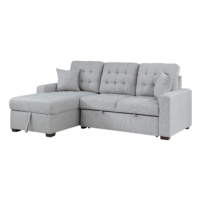 Pemberly Row Contemporary 2-Piece Fabric Sectional & Left Chaise in Gray