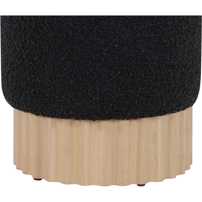 Pemberly Row Contemporary Boucle Fabric Ottoman/Stool in Black/Natural