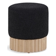 Pemberly Row Contemporary Boucle Fabric Ottoman/Stool in Black/Natural