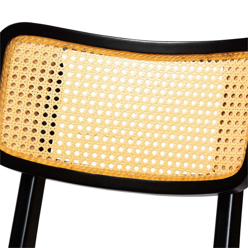 Pemberly Row Contemporary 5-Piece Wood & Rattan Pub Set in Dark Brown