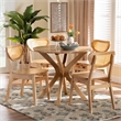 Pemberly Row Contemporary 5-Piece Wood & Rattan Dining Set in Oak Brown