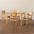 Pemberly Row Contemporary Wood & Rattan 5-Piece Dining Set in Oak Brown