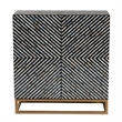 Pemberly Row Mother of Pearl & Metal Storage Cabinet in Black/Gray/Gold