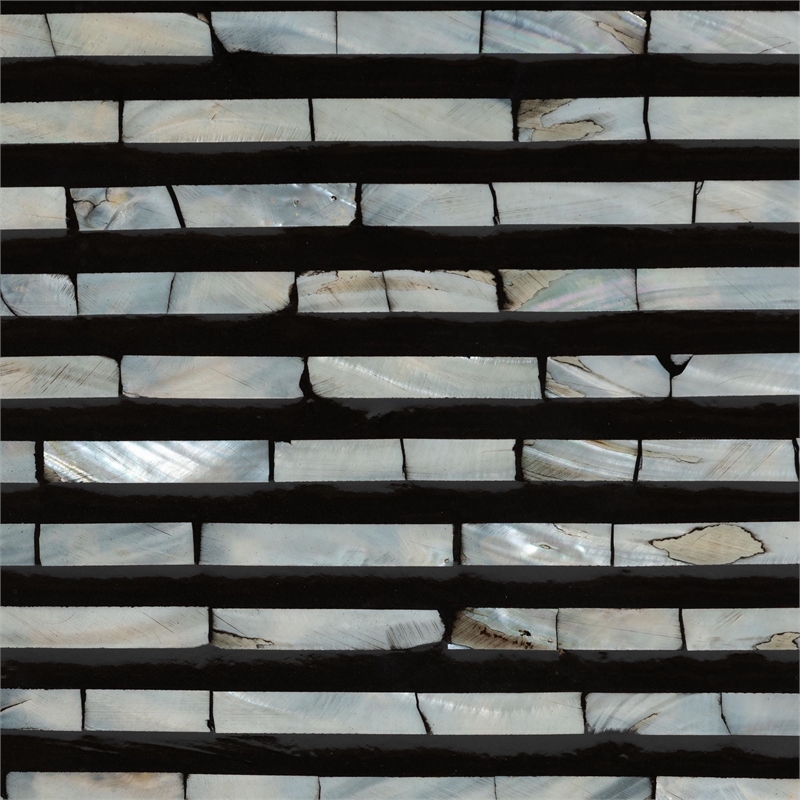 Pemberly Row Mother of Pearl & Metal Storage Cabinet in Black/Gray/Gold