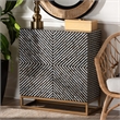 Pemberly Row Mother of Pearl & Metal Storage Cabinet in Black/Gray/Gold