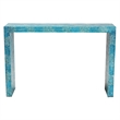 Pemberly Row Contemporary Mother of Pearl & Wood Console Table in Blue