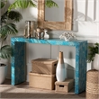 Pemberly Row Contemporary Mother of Pearl & Wood Console Table in Blue