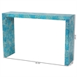 Pemberly Row Contemporary Mother of Pearl & Wood Console Table in Blue