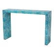 Pemberly Row Contemporary Mother of Pearl & Wood Console Table in Blue