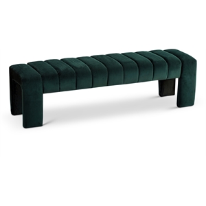 Pemberly Row Contemporary 17.5&quot Velvet & Solid Wood Bench in Andaz Green