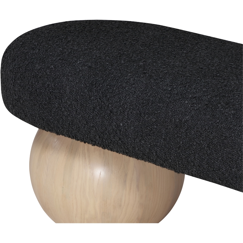 Pemberly Row Modern / Contemporary Rich Boucle Fabric Bowies Black Bench