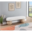 Pemberly Row Modern / Contemporary Rich Boucle Fabric Bowies Cream Bench