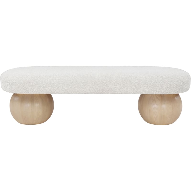 Pemberly Row Modern / Contemporary Rich Boucle Fabric Bowies Cream Bench