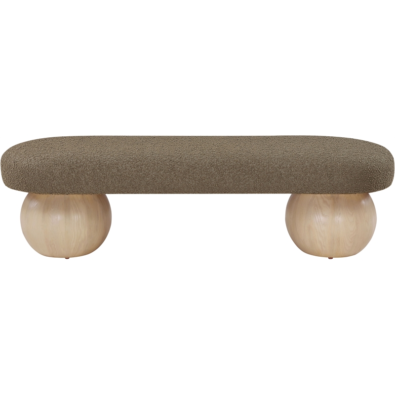 Pemberly Row Modern / Contemporary Rich Boucle Fabric Bowies Olive Bench