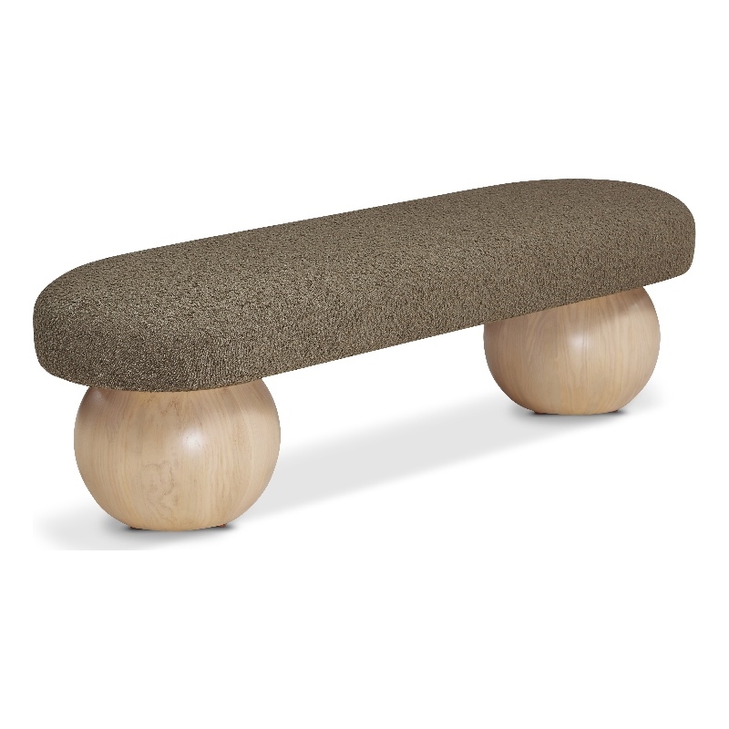 Pemberly Row Modern / Contemporary Rich Boucle Fabric Bowies Olive Bench