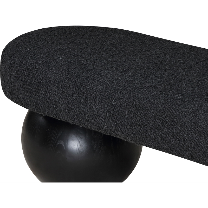Pemberly Row Modern / Contemporary Rich Boucle Fabric Bowies Black Bench